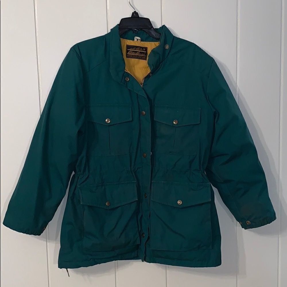 Vtg Eddie Bauer green‎ goose down filled coat